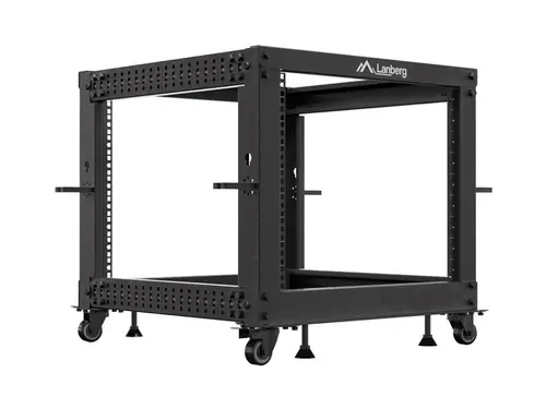 Комуникационен шкаф, Lanberg open rack 19" 9U 600x600-1100 adjustable, black