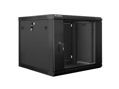 Ερμάριο επικοινωνιών, Lanberg rack 19" επιτοίχιο 9U / 600x600 για αυτοσυναρμολόγηση (flat pack), μαύρο - 1