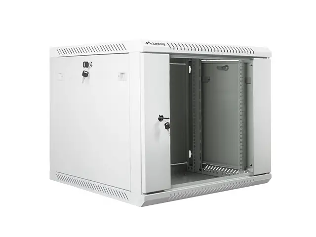 Dulap de comunicații, Lanberg rack 19" pentru montare pe perete 9U / 600x600 pentru autoasamblare (flat pack), gri