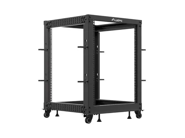 Комуникационен шкаф, Lanberg open rack 19" 15U 600x600-1100 adjustable, black
