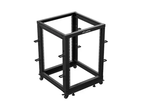 Комуникационен шкаф, Lanberg open rack 19" 15U 600x600-1100 adjustable, black - image 2