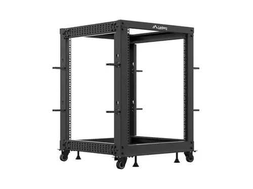 Комуникационен шкаф, Lanberg open rack 19" 15U 600x600-1100 adjustable, black
