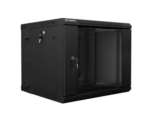 Комуникационен шкаф, Lanberg rack cabinet 19" double-section wall-mount 9U / 600x600 for self-assembly (flat pack), black