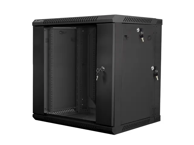 Dulap de comunicații, Lanberg rack 19" cu două secțiuni pentru montare pe perete 12U / 600x600 pentru autoasamblare (flat pack), negru - image 2