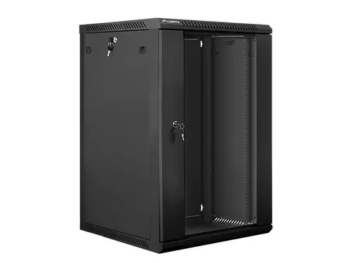 Ερμάριο επικοινωνιών, Lanberg rack 19" επιτοίχιο 18U / 600x600 για αυτοσυναρμολόγηση (flat pack), μαύρο - 1