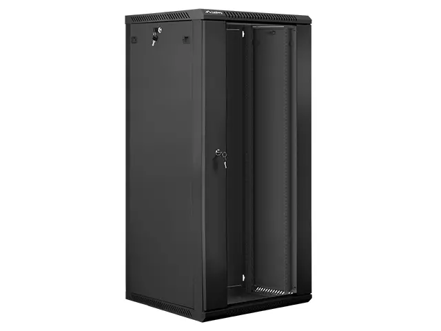 Комуникационен шкаф, Lanberg rack cabinet 19" wall-mount 27U / 600x600 for self-assembly (flat pack), black
