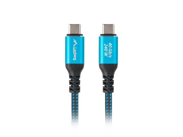 Кабел, Lanberg USB-C M/M 4.0 cable 1.5m 240w 8k 60hz black-blue - image 2