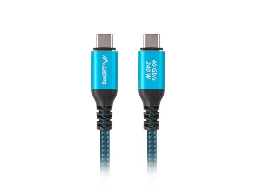 Кабел, Lanberg USB-C M/M 4.0 cable 1.5m 240w 8k 60hz black-blue - image 2