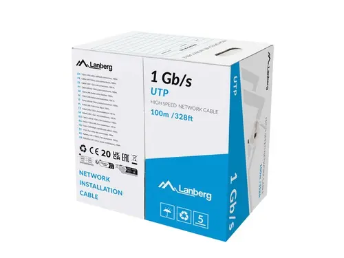 Кабел, Lanberg LAN cable 1GB/s 100m solid cca grey