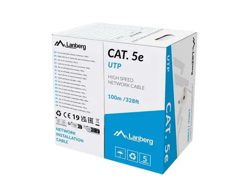Кабел, Lanberg LAN cable CAT.5e utp 100m solid cu grey fluke passed