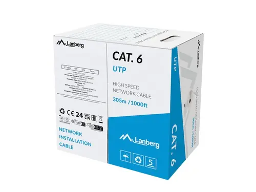 Cablu, Lanberg cablu LAN CAT.6 305m monofilar CCA gri testat Fluke - 1