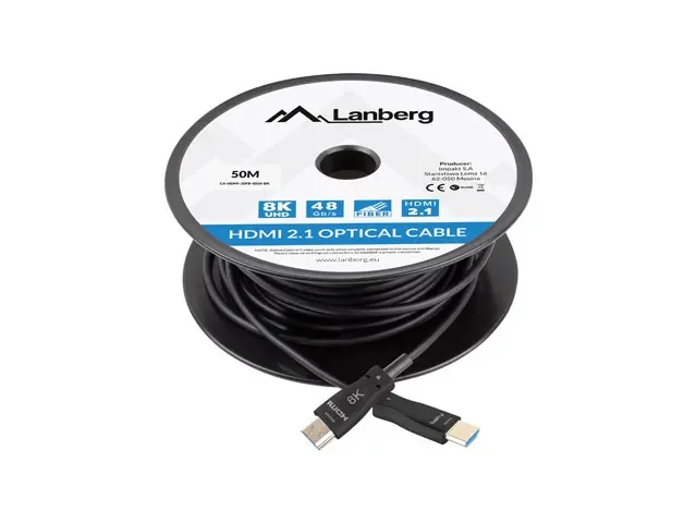 Кабел, Lanberg HDMI M/M v2.1 cable 50m optical black aoc - image 2