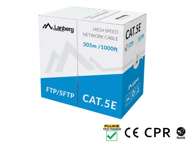 Кабел, Lanberg LAN cable CAT.5e ftp 305m solid cu grey cpr + fluke passed