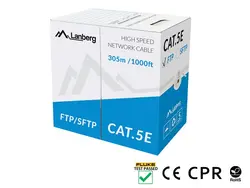 Кабел, Lanberg LAN cable CAT.5e ftp 305m solid cu grey cpr + fluke passed