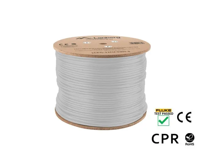 Кабел, Lanberg LAN cable CAT.7 sftp 305m solid cu lszh grey cpr + fluke passed - image 1
