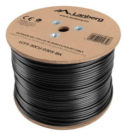 Кабел, Lanberg outdoor LAN cable gel-filled FTP CAT.5E 305m solid CU, grey - image 1