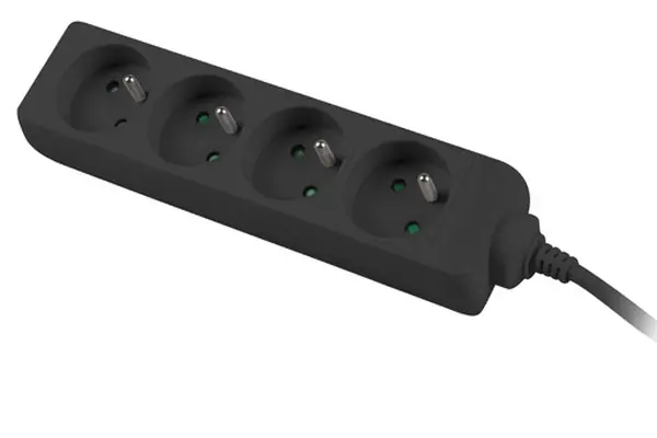 Разклонител, Lanberg power strip 1.5m, 4 sockets, french quality-grade copper cable, black