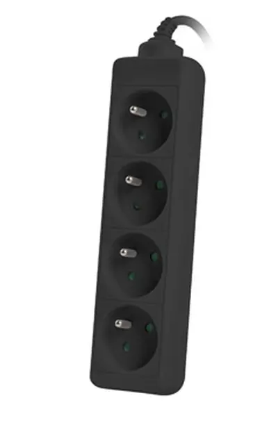 Разклонител, Lanberg power strip 1.5m, 4 sockets, french quality-grade copper cable, black - image 1