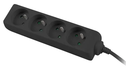 Prelungitor, Lanberg 1.5m, 4 prize, de tip francez, cablu de cupru de calitate, negru - 1