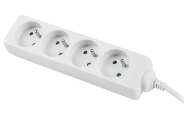 Разклонител, Lanberg power strip 1.5m, 4 sockets, french quality-grade copper cable, white