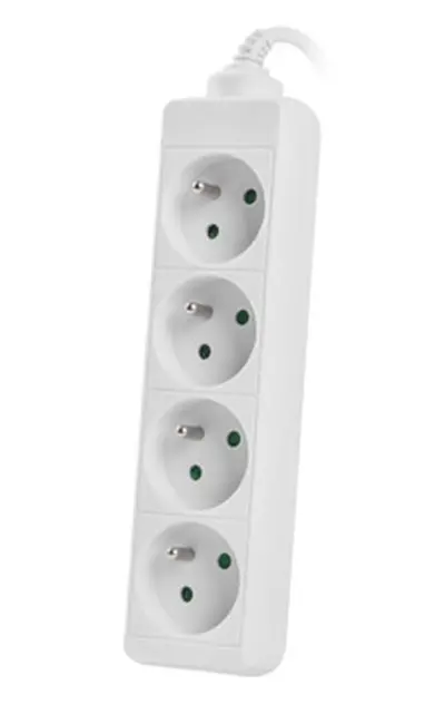 Разклонител, Lanberg power strip 1.5m, 4 sockets, french quality-grade copper cable, white - image 1
