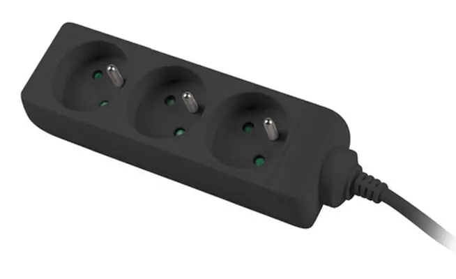 Разклонител, Lanberg power strip 3m, 3 sockets, french quality-grade copper cable, black