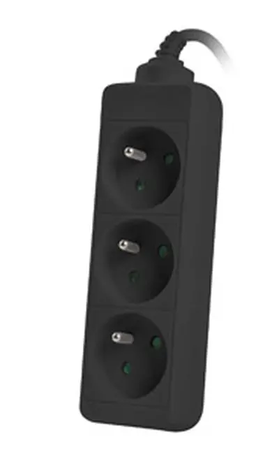 Разклонител, Lanberg power strip 3m, 3 sockets, french quality-grade copper cable, black - image 1