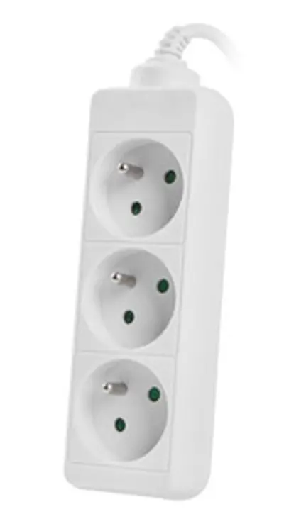 Разклонител, Lanberg power strip 3m, 3 sockets, french quality-grade copper cable, white - image 1
