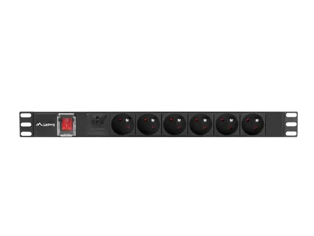 Разклонител, Lanberg power distribution unit (pdu) 19" 1U 16a 6x french outlets 2m black - image 1