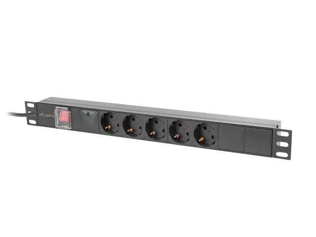 Разклонител, Lanberg power distribution unit (pdu) 19" 1U 16a 2m 5x schuko outlets black