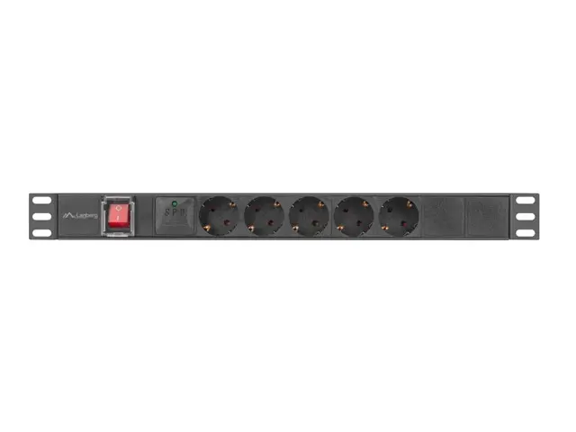 Разклонител, Lanberg power distribution unit (pdu) 19" 1U 16a 2m 5x schuko outlets black - image 1