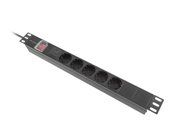 Разклонител, Lanberg power distribution unit (pdu) 19" 1U 16a 2m 5x schuko outlets black - image 5