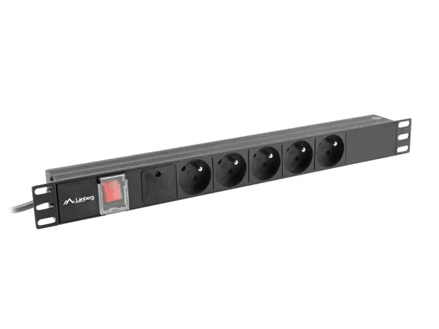 Разклонител, Lanberg power distribution unit (pdu) 19" 1U 10a 2m 5x french outlets black c14 - image 2