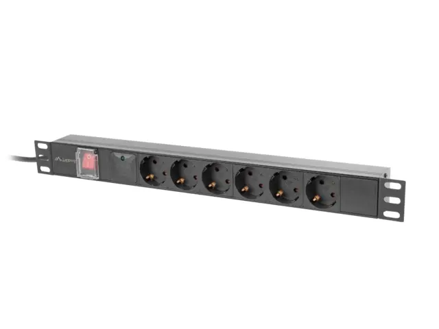 Разклонител, Lanberg power distribution unit (pdu) 19" 1U 16a 2m 6x schuko outlets black