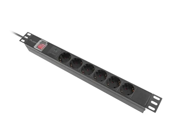 Разклонител, Lanberg power distribution unit (pdu) 19" 1U 16a 2m 6x schuko outlets black - image 1