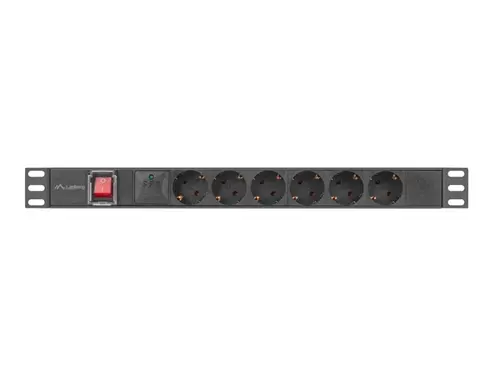 Prelungitor, Lanberg unitate de distribuție a energiei (PDU) 19" 1U 16A 2m 6x prize Schuko negru - 5