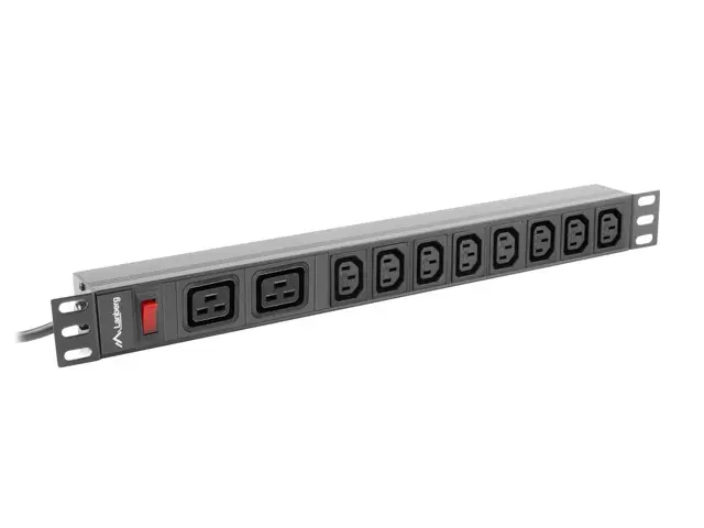 Разклонител, Lanberg power distribution unit (pdu) 19" 1U 16a 2m 2x c19 8x iec c13 sockets black c20
