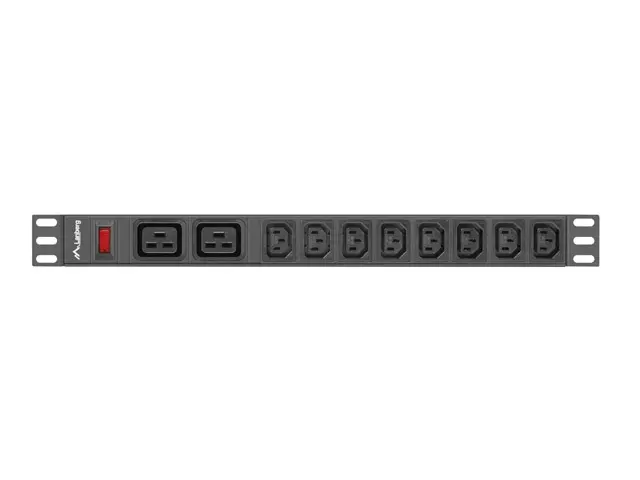 Разклонител, Lanberg power distribution unit (pdu) 19" 1U 16a 2m 2x c19 8x iec c13 sockets black c20 - image 2