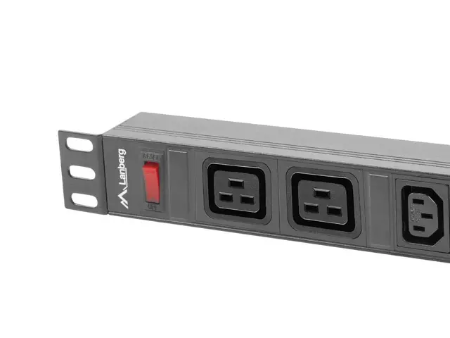 Разклонител, Lanberg power distribution unit (pdu) 19" 1U 16a 2m 2x c19 8x iec c13 sockets black c20 - image 3