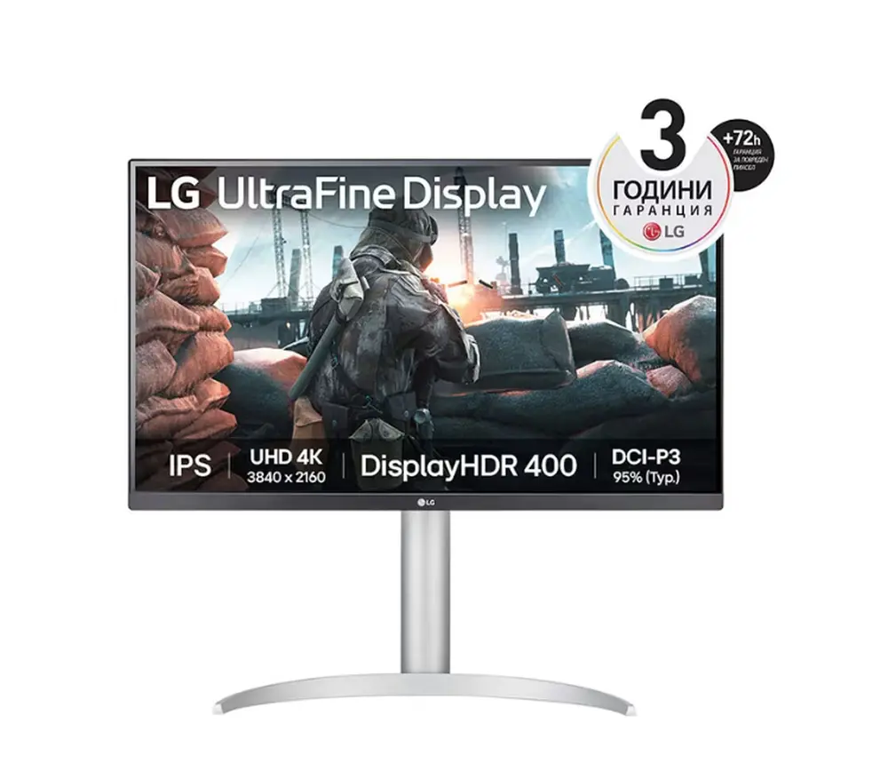 Монитор, LG 27UP650K-W, 27" UHD 4K IPS AG, DCI-P3 95%, UltraFine, 5ms, 1200:1, Mega DFC, 400 cd/m2, 3840x2160, HDR 10, VESA Display HDR 400, HDMI, DisplayPort, Headphone out, Height Adjustable,Pivot Tilt, Reader Mode