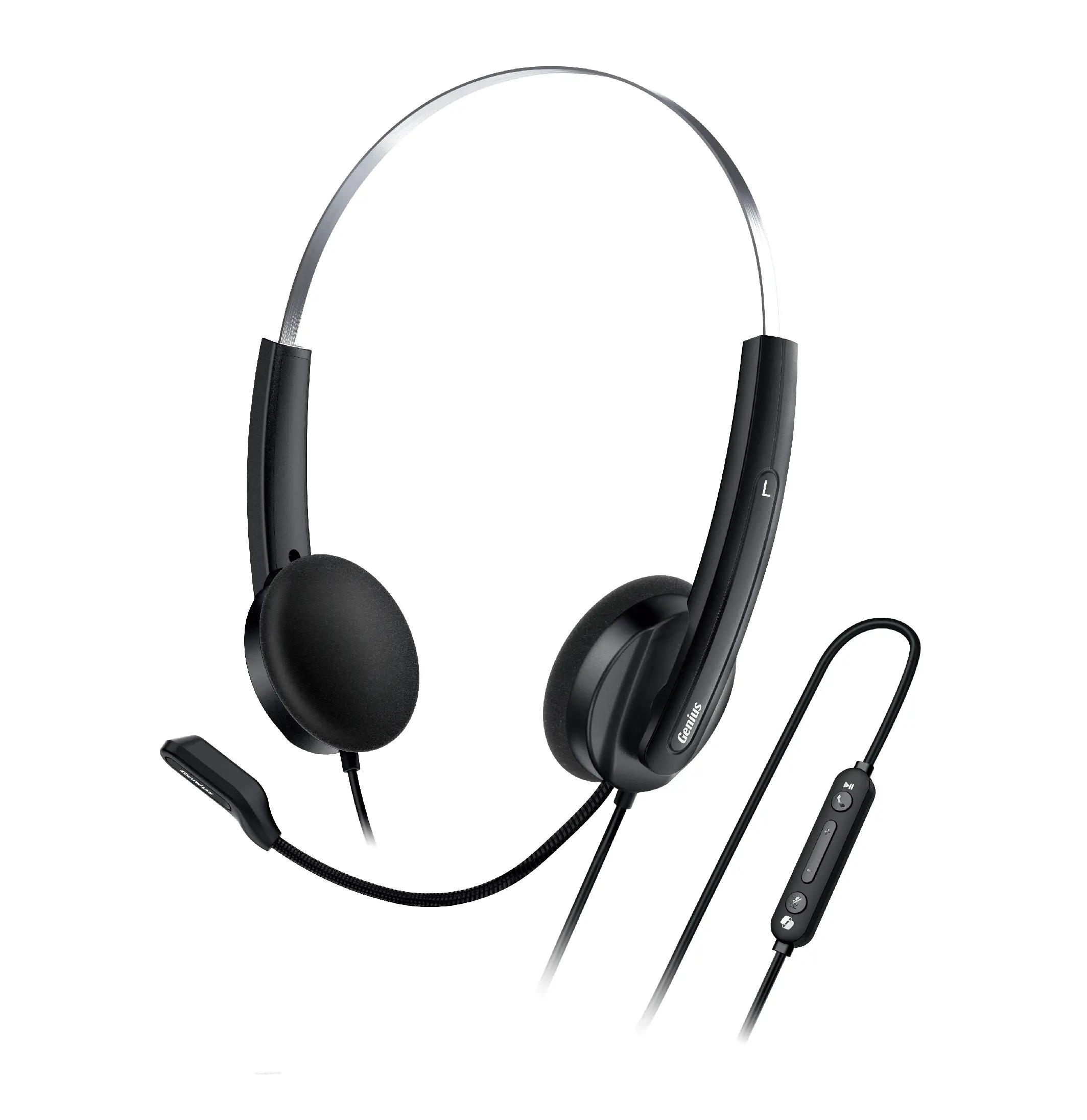 Genius căști cu microfon Headset HS-220U - AI, USB-C, microfon, negru