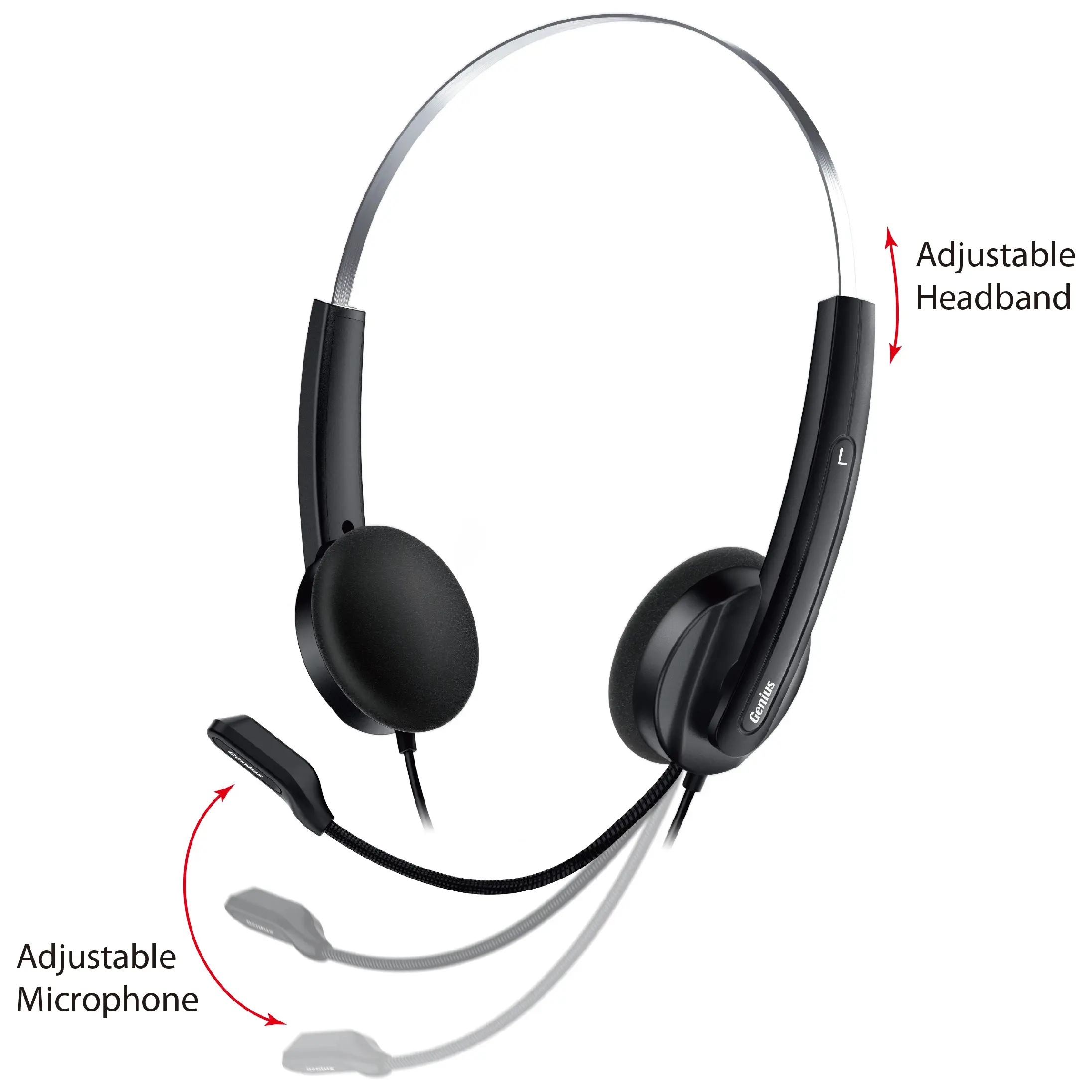 Genius căști cu microfon Headset HS-220U - AI, USB-C, microfon, negru - image 1