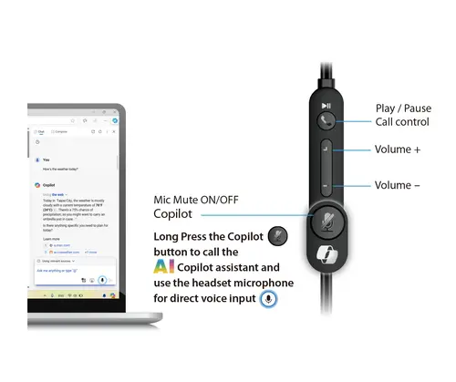 Genius слушалки с микрофон Headset HS-220U - AI, USB-C, Mic, Black - image 3