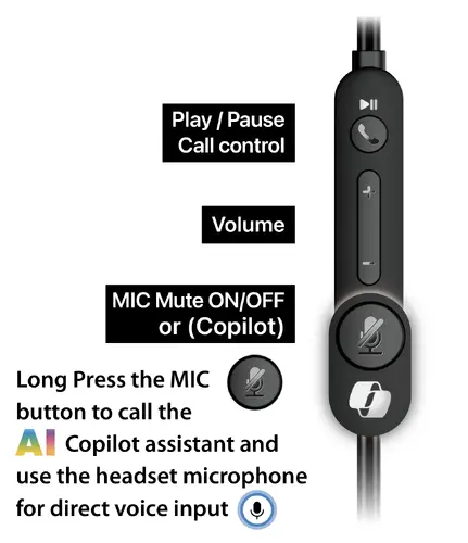Genius слушалки с микрофон Headset HS-220U - AI, USB-C, Mic, Black - image 4