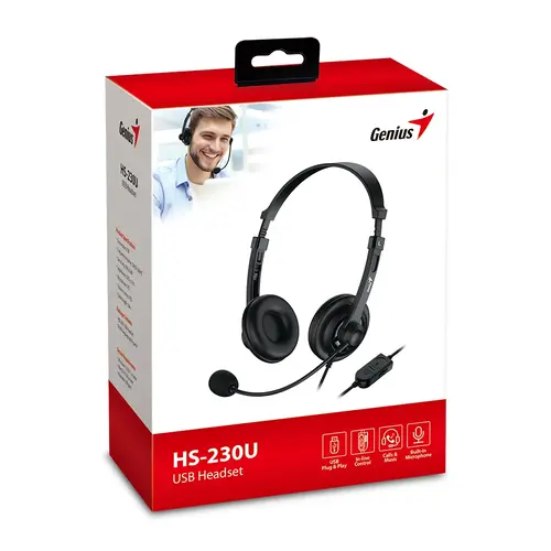 Genius ακουστικά με μικρόφωνο Headset HS-230U - USB, μικρόφωνο, μαύρο - 7