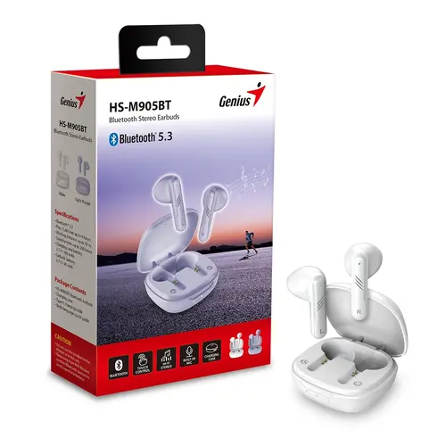 Genius căști fără fir TWS Bluetooth 5.3 Earphones HS-M905BT albe - 8