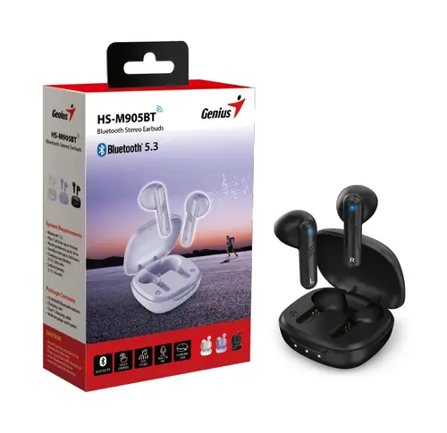 Genius căști wireless TWS Bluetooth 5.3 HS-M905BT Negre - 5