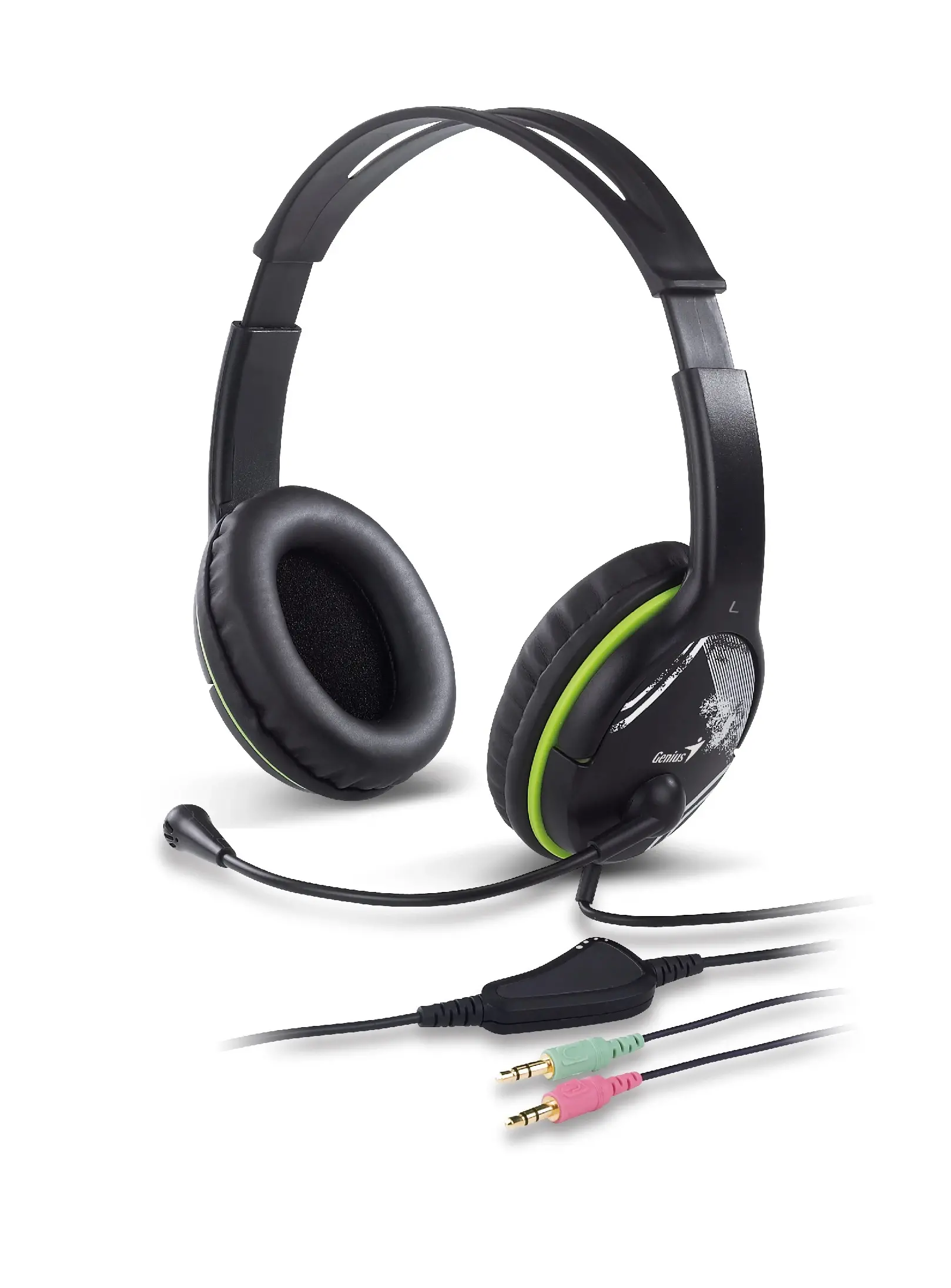 Genius căști cu microfon Headset HS-400A - 3.5 mm, microfon, negru/verde