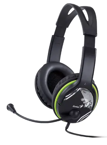Genius слушалки с микрофон Headset HS-400A - 3.5 mm, Mic, Black/Green - image 2