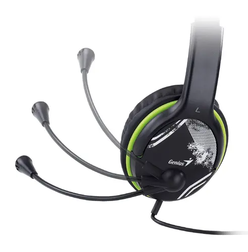 Genius слушалки с микрофон Headset HS-400A - 3.5 mm, Mic, Black/Green - image 5